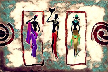 Afrikalı etnik retro vintage çizim çizimi