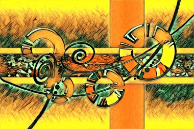 soyut renk tasarımı resim çizimi eskiz retro vintage