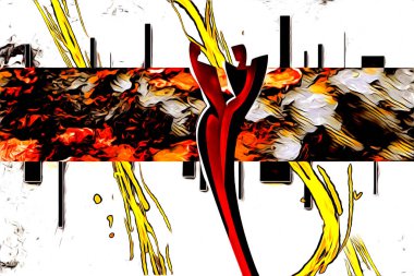 soyut renk tasarımı resim çizimi eskiz retro vintage