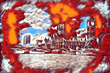 Londra sanat tasarımı çizimi çizimi eğlenceli tasarım antika retro