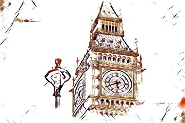 Londra sanat tasarımı çizimi çizimi eğlenceli tasarım antika retro