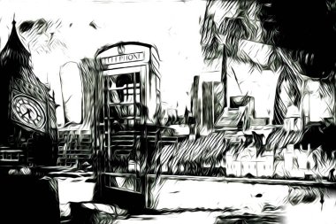 Londra sanat tasarımı çizimi çizimi eğlenceli tasarım antika retro