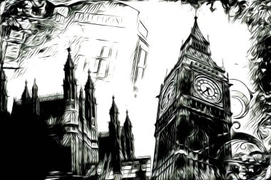 Londra sanat tasarımı çizimi çizimi eğlenceli tasarım antika retro