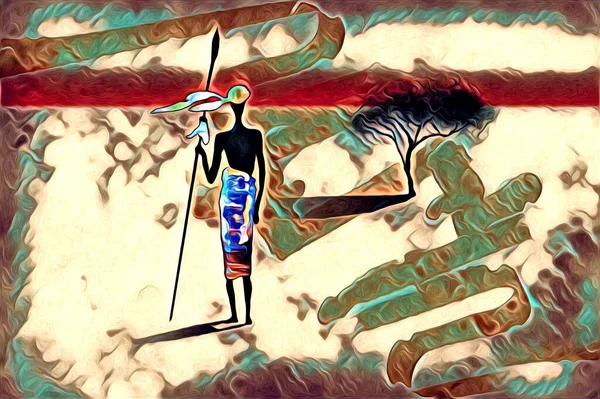 Африканская Этническая Ретро Винтажная Иллюстрация Рисунок — стоковое фото