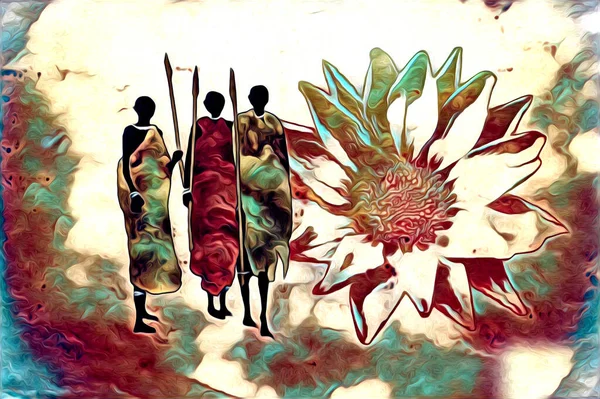 Africký Etnický Retro Vintage Ilustrační Kresba Náčrt — Stock fotografie
