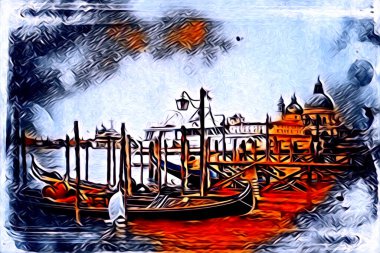 Venedik sanat eskizi çizimi eğlenceli tasarım antika retro