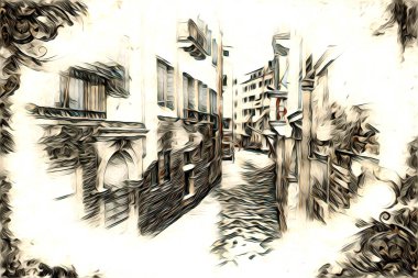 Venedik sanat eskizi çizimi eğlenceli tasarım antika retro