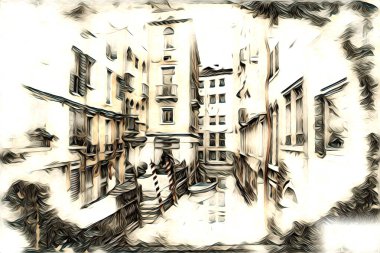 Venedik sanat eskizi çizimi eğlenceli tasarım antika retro