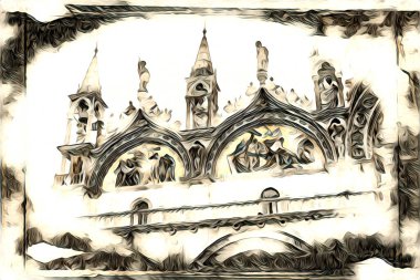 Venedik sanat eskizi çizimi eğlenceli tasarım antika retro