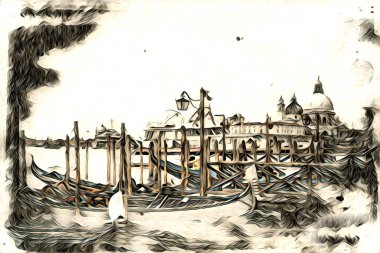 Venedik sanat eskizi çizimi eğlenceli tasarım antika retro