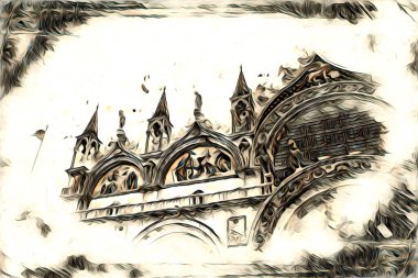 Venedik sanat eskizi çizimi eğlenceli tasarım antika retro