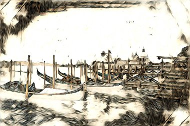 Venedik sanat eskizi çizimi eğlenceli tasarım antika retro