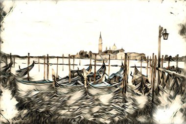 Venedik sanat eskizi çizimi eğlenceli tasarım antika retro