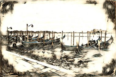 Venedik sanat eskizi çizimi eğlenceli tasarım antika retro