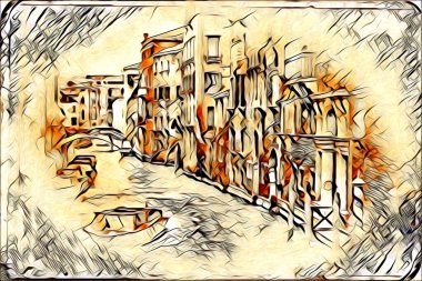 Venedik sanat eskizi çizimi eğlenceli tasarım antika retro