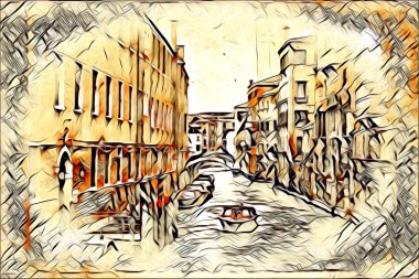 Venedik sanat eskizi çizimi eğlenceli tasarım antika retro