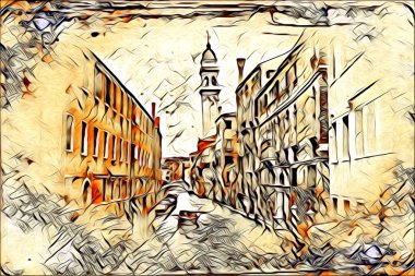 Venedik sanat eskizi çizimi eğlenceli tasarım antika retro
