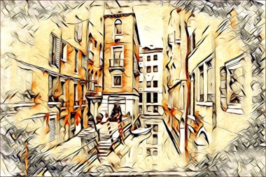 Venedik sanat eskizi çizimi eğlenceli tasarım antika retro