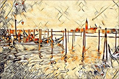 Venedik sanat eskizi çizimi eğlenceli tasarım antika retro