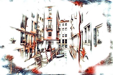 Venedik sanat eskizi çizimi eğlenceli tasarım antika retro