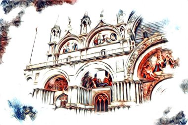 Venedik sanat eskizi çizimi eğlenceli tasarım antika retro