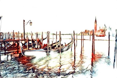 Venedik sanat eskizi çizimi eğlenceli tasarım antika retro