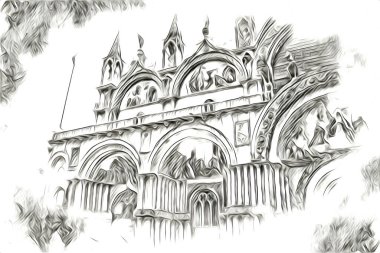 Venedik sanat eskizi çizimi eğlenceli tasarım antika retro