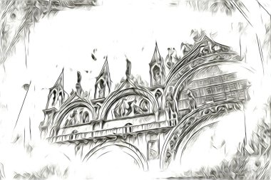 Venedik sanat eskizi çizimi eğlenceli tasarım antika retro