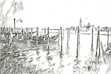 Venedik sanat eskizi çizimi eğlenceli tasarım antika retro