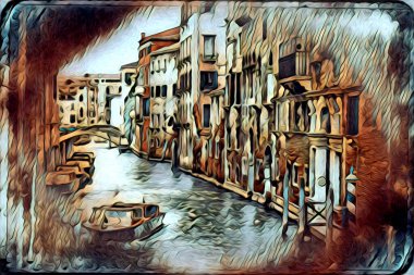 Venedik sanat eskizi çizimi eğlenceli tasarım antika retro