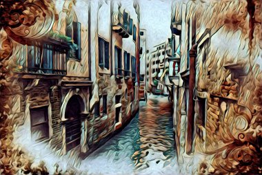 Venedik sanat eskizi çizimi eğlenceli tasarım antika retro