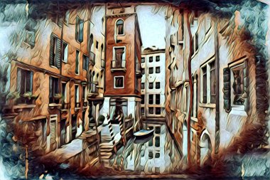 Venedik sanat eskizi çizimi eğlenceli tasarım antika retro