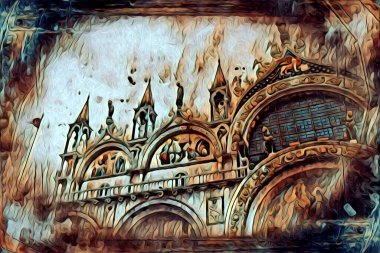 Venedik sanat eskizi çizimi eğlenceli tasarım antika retro