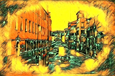 Venedik sanat eskizi çizimi eğlenceli tasarım antika retro