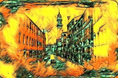 Venedik sanat eskizi çizimi eğlenceli tasarım antika retro