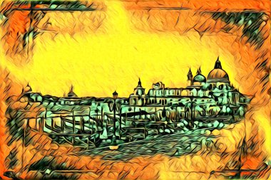 Venedik sanat eskizi çizimi eğlenceli tasarım antika retro