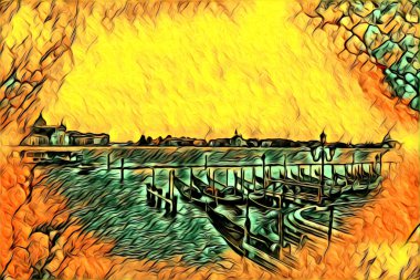 Venedik sanat eskizi çizimi eğlenceli tasarım antika retro