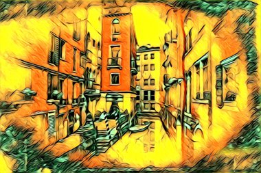 Venedik sanat eskizi çizimi eğlenceli tasarım antika retro