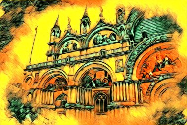 Venedik sanat eskizi çizimi eğlenceli tasarım antika retro