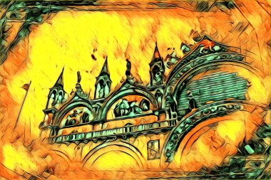 Venedik sanat eskizi çizimi eğlenceli tasarım antika retro