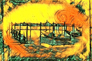 Venedik sanat eskizi çizimi eğlenceli tasarım antika retro