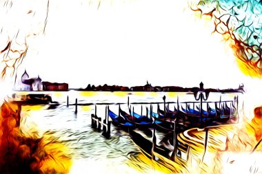 Venedik sanat eskizi çizimi eğlenceli tasarım antika retro