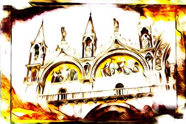 Venedik sanat eskizi çizimi eğlenceli tasarım antika retro