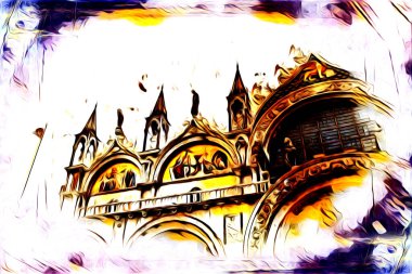 Venedik sanat eskizi çizimi eğlenceli tasarım antika retro