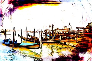 Venedik sanat eskizi çizimi eğlenceli tasarım antika retro