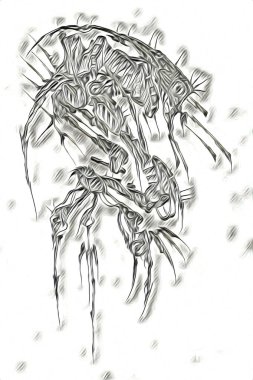 Sibernetik imgelemler gelecekteki dünyada gelecekteki metalik bilim kurgu erkek insansı sayborgun resimleridir.