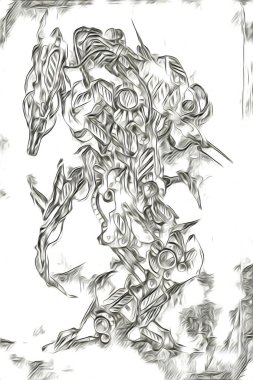 Sibernetik imgelemler gelecekteki dünyada gelecekteki metalik bilim kurgu erkek insansı sayborgun resimleridir.