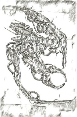 Sibernetik imgelemler gelecekteki dünyada gelecekteki metalik bilim kurgu erkek insansı sayborgun resimleridir.