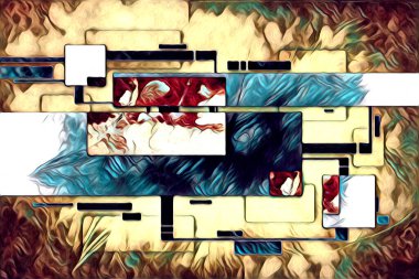 soyut renk tasarımı resim çizimi eskiz retro vintage