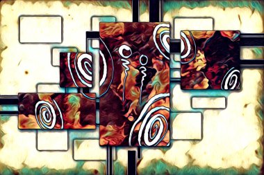 soyut renk tasarımı resim çizimi eskiz retro vintage